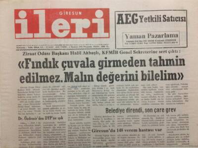 Giresun İleri Gazetesi 4 Haziran 1992 - Fındık Çuvala Girmeden Tahmin Edilmez GZ34525 - 1