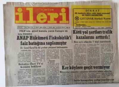 Giresun İleri Gazetesi - 4 Ocak 1992 - ANAP Hükümeti Fiskobirliki Faiz Batağına Saplanmıştır - GZ43843 - 1