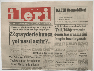 Giresun İleri Gazetesi 4 Şubat 1993 - CHP Kongresinde Süpriz Liste Çıkmadı GZ3675 - 1