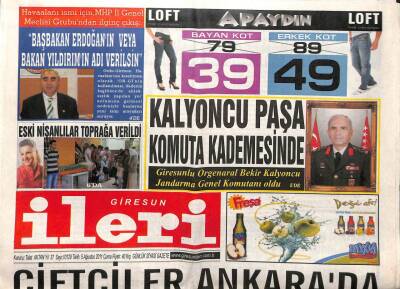 Giresun İleri Gazetesi 5 Ağustos 2011 - Çiftçiler Ankarada GZ108175 - 1