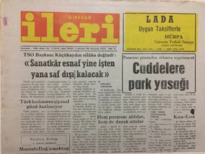 Giresun İleri Gazetesi 5 Aralık 1991 - Caddelere Park Yasağı GZ32557 - 1