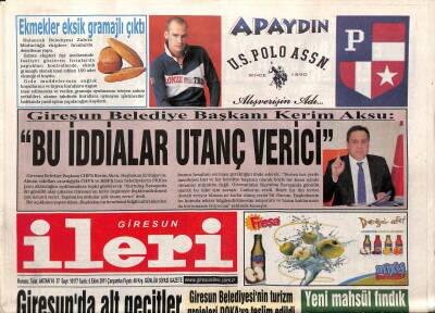 Giresun İleri Gazetesi 5 Ekim 2011 - Kerim AksuBu İddialar Utanç Verici GZ108294 - 1