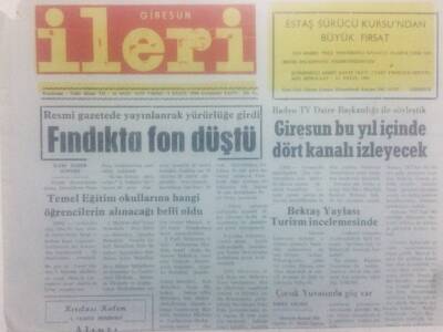 Giresun İleri Gazetesi 5 Eylül 1990 - Fındıkta Fon Düştü GZ42173 - 1