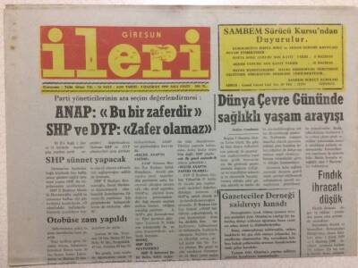 Giresun İleri Gazetesi 5 Haziran 1990 - Fındık İhracatı Düşük GZ32608 - 1