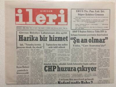 Giresun İleri Gazetesi 5 Kasım 1992 - Harika Bir Hizmet GZ32472 - 1