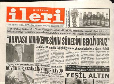 Giresun İleri Gazetesi 5 Mart 2008 - Fındık Yeşil Altın GZ101704 - 2