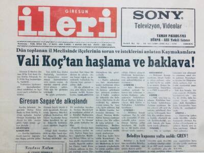 Giresun İleri Gazetesi 5 Mayıs 1992 - Vali Koçtan Haşlama Ve Baklava GZ41059 - 1
