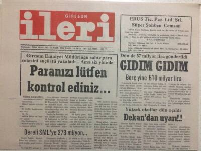 Giresun İleri Gazetesi 6 Ekim 1992 - Paranızı Lütfen Kontrol Ediniz GZ32492 - 1