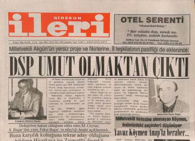 Giresun İleri Gazetesi 6 Ekim 1999 - Yavuz Köymen Anapla Beraber.. GZ84781 - 1