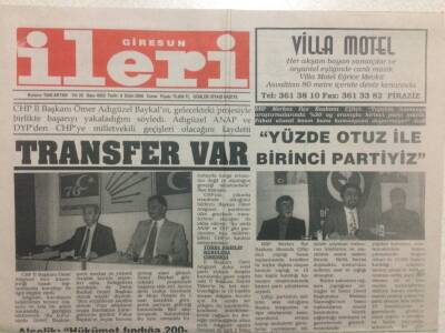Giresun İleri Gazetesi 6 Ekim 2000 - Fisko Taç Giyecek GZ32400 - 1
