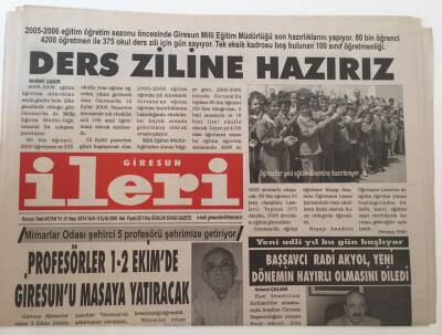 Giresun İleri Gazetesi - 6 Eylül 2005 - Profesörler 1-2 Ekimde Giresunu Masaya Yatıracak - GZ43694 - 2