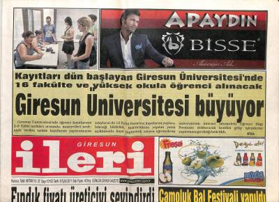 Giresun İleri Gazetesi 6 Eylül 2011 - Giresun Üniversitesi Büyüyor GZ108401 - 1
