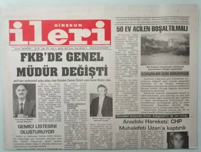 Giresun İleri Gazetesi 6 Haziran 2003 Fındıklara Bakım Uyarısı -GZ33309 - 1