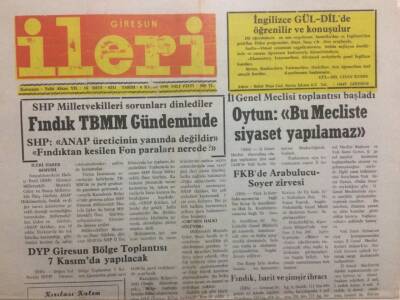 Giresun İleri Gazetesi 6 Kasım 1990 - Fındık TBMM Gündeminde GZ32605 - 1