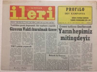 Giresun İleri Gazetesi 6 Mart 1992 - Giresun Vakfı Kurulmak Üzere GZ38305 - 1