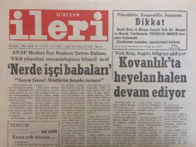 Giresun İleri Gazetesi 6 Mart 1993 - Kovanlıkta Heyelan Devam Ediyor GZ35234 - 1