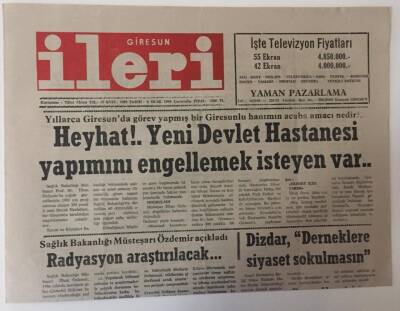 Giresun İleri Gazetesi 6 Ocak 1993 - Sağlık Bakanlığı Müsteşarı Radyasyon Araştırılacak GZ13481 - 2