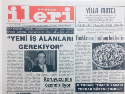 Giresun İleri Gazetesi - 7 Ekim 2000 - Yeni İş Alanları Gerekiyor GZ41946 - 1
