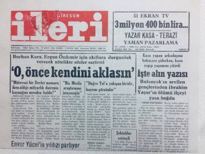 Giresun İleri Gazetesi 7 Eylül 1992 - O Önce Kendine Baksın GZ41461 - 1