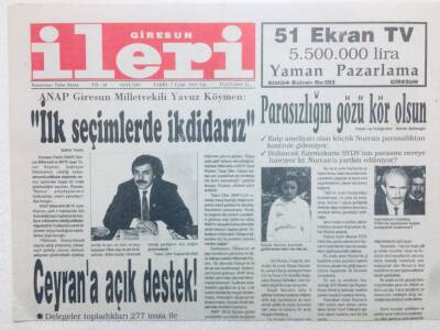 Giresun İleri Gazetesi 7 Eylül 1993 - Anaplı Yavuz Köymenİlk Seçimde İktidarız GZ41637 - 1