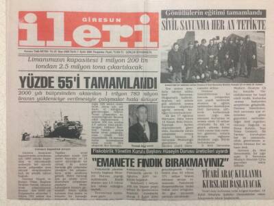 Giresun İleri Gazetesi 7 Eylül 2000 - Emanete Fındık Bırakmayınız GZ38284 - 1