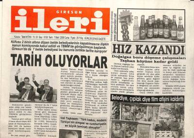 Giresun İleri Gazetesi 7 Mart 2008 - 7 Belde Tarihe Karışıyor GZ101702 - 2