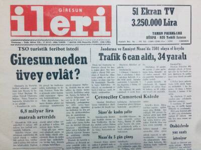 Giresun İleri Gazetesi 7 Mayıs 1992 - Giresun Neden Üvey Evlat? GZ41065 - 1