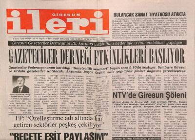 Giresun İleri Gazetesi 7 Nisan 2000 - NTVde Giresun Şöleni GZ79010 - 1