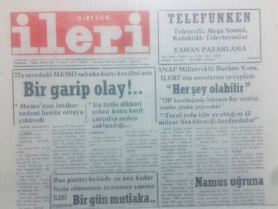 Giresun İleri Gazetesi 7 Temmuz 1992 - Namus Uğruna Katil Oldu GZ42167 - 1