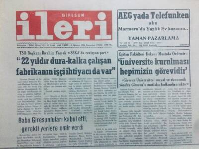 Giresun İleri Gazetesi 8 Ağustos 1992 - Süleyman Demirel Giresunluları Kabul Etti GZ40827 - 1
