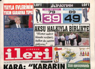 Giresun İleri Gazetesi 8 Ağustos 2011 - İbrahim Kara Kararın İptalini İstiyoruz GZ108185 - 1