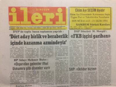 Giresun İleri Gazetesi 8 Ekim 1991 - FKB İşçisi Gariban GZ32583 - 1