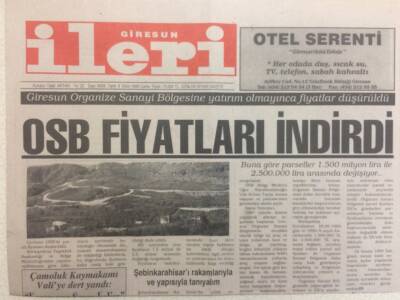Giresun İleri Gazetesi 8 Ekim 1999 - OSB Fiyatları İndirdi GZ32296 - 1