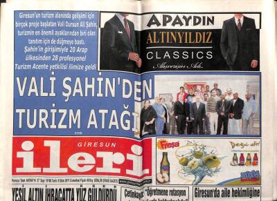 Giresun İleri Gazetesi 8 Ekim 2011 - Vali Şahinden Turizm Atağı GZ108196 - 1