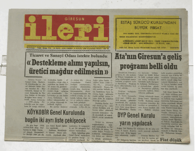 Giresun İleri Gazetesi 8 Eylül 1990 - Ata nın Giresun a Geliş Programı Belli Oldu GZ7326 - 2
