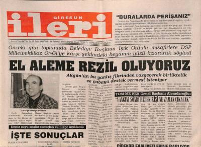 Giresun İleri Gazetesi 8 Temmuz 2000 - Deniz Suyu Analiz Sonuçları Valilikçe Açıklandı GZ79014 - 1