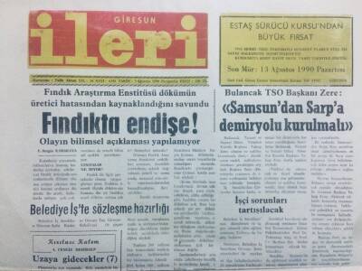 Giresun İleri Gazetesi 9 Ağustos 1990 - Fındıkta Endişe! GZ40820 - 1