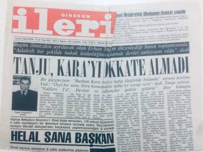 Giresun İleri Gazetesi 9 Ağustos 2000 - Tanju ,Karayı Dikkate Almadı GZ40814 - 1