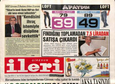 Giresun İleri Gazetesi 9 Ağustos 2011 - Giresunspor Stoper Arıyor GZ108182 - 1