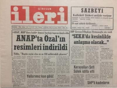 Giresun İleri Gazetesi 9 Aralık 1992 - Anapta Özalın Resimleri İndirildi GZ32452 - 1