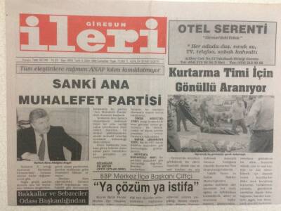Giresun İleri Gazetesi 9 Ekim 1999 - Sanki Ana Muhalefet Partisi GZ32287 - 1