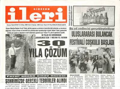 Giresun İleri Gazetesi 9 Haziran 2006 - Su Sorunu İçin Yatırım GZ108289 - 1
