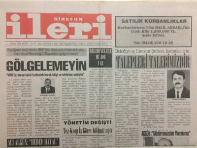 Giresun İleri Gazetesi 9 Mart 2000 - MhpGölgelemeyin GZ32402 - 1