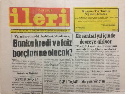 Giresun İleri Gazetesi 9 Mayıs 1991 - Ek Santral Yıl İçinde Devreye Giriyor GZ32570 - 1