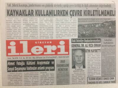Giresun İleri Gazetesi 9 Mayıs 2005 - Kaynaklar Kullanılırken Çevre Kirletilmemeli GZ32354 - 1