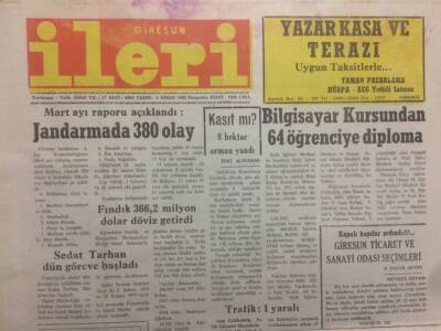 Giresun İleri Gazetesi 9 Nisan 1992 - Jandarmada 380 Olay GZ38472 - 1