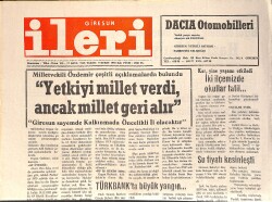 Giresun İleri Gazetesi 9 Şubat 1993 - Bulancak Genç Takımı Mutlu Sona Yaklaşıyor - Türkbank'ta Büyük Yangın GZ3368 - Gökçekoleksiyon