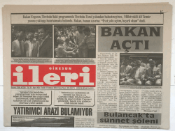 Giresun İleri Gazetesi 9 Temmuz 2004 - Yatırımcı Arazi Bulamıyor GZ5332 - 2