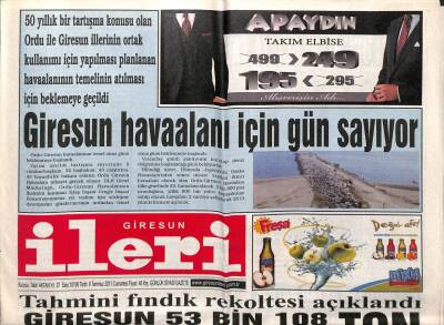 Giresun İleri Gazetesi 9 Temmuz 2011 - Havaalanı İçin Gün Sayılıyor GZ108188 - 1