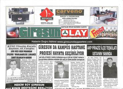 Giresun Olay Gazetesi 5 Mayıs 2008 - Fındık Kurdu İle Mücadele Uyarısı - Giresun Üniversitesinde Paneller Ve Konferanslar Devam Ediyor GZ95337 - 1